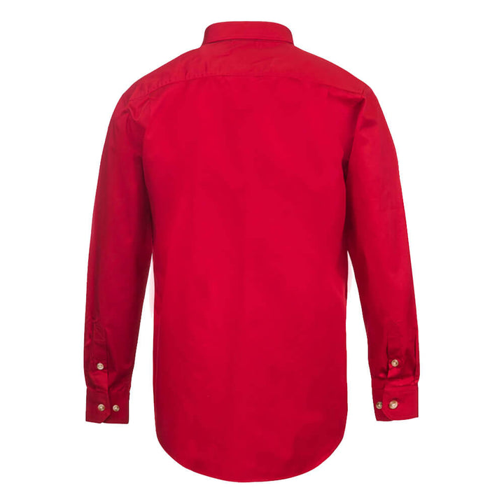 WorkCraft WS3029 Half Placket Shirt Long Sleeve Crimson Back