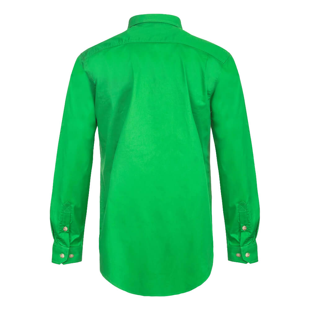 WorkCraft WS3029 Half Placket Shirt Long Sleeve Electric Green Back