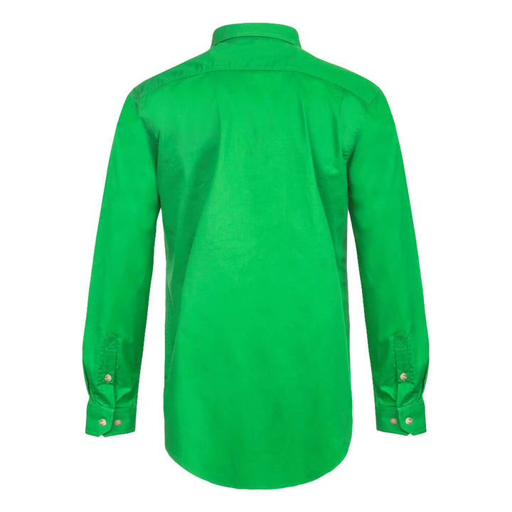 WorkCraft WS3029 Half Placket Shirt Long Sleeve Electric Green Back