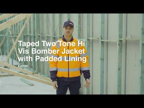 Bisley BJ6730T Hi Vis Taped Bomber Jacket Yellow/Navy
