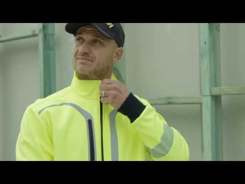 Bisley BJ6979T Hi Vis Taped Soft Shell Bomber Jacket Yellow/Navy