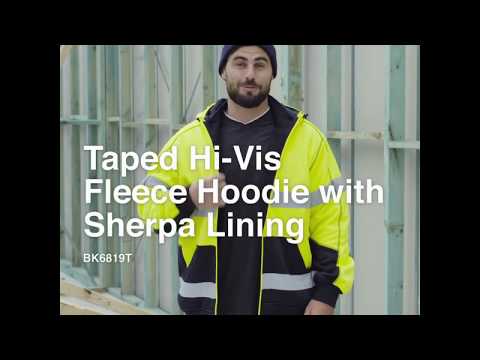 Bisley BK6819T Hi-Vis Taped Polar Fleece Hoodie Yellow/Navy