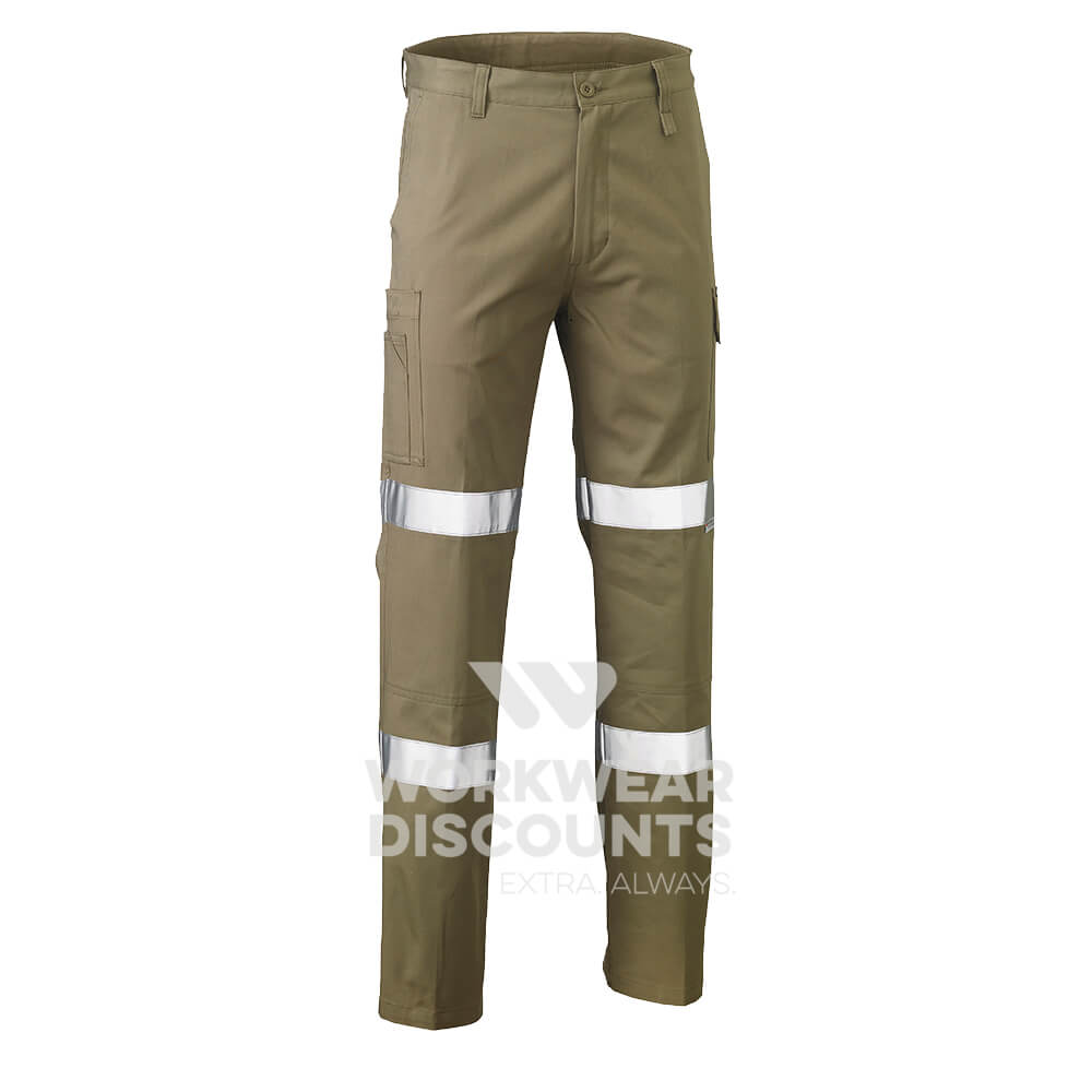 Bisley BP6999T Taped Bio-Motion Cool Middleweight Cotton Drill Utility Pants Khaki Front