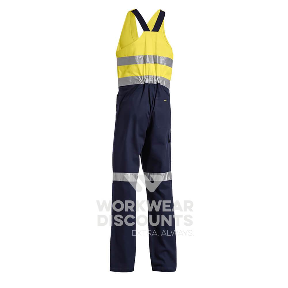 Bisley BAB0359T Hi-Vis Taped Action Back Overall Yellow Navy Back