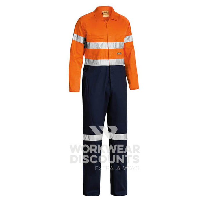 Bisley BC6719TW Hi-Vis Taped Lightweight Cotton Drill Coverall Orange Navy