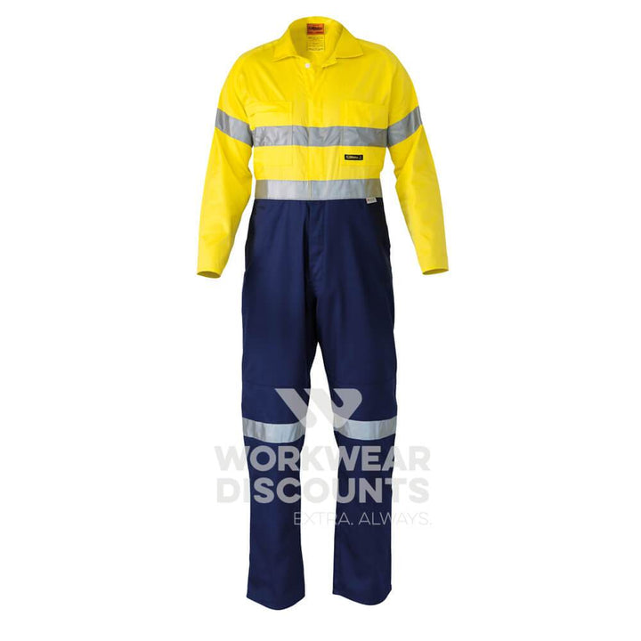 Bisley BC6719TW Hi-Vis Taped Lightweight Cotton Drill Coverall Yellow Navy