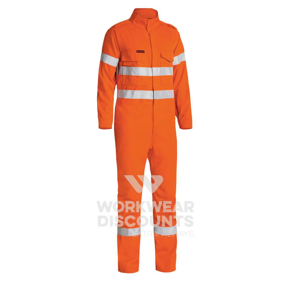 Bisley BC8185T TenCate Tecasafe Plus Hi-Vis Taped Lightweight Engineered Non-Vented FR Coverall Orange Front