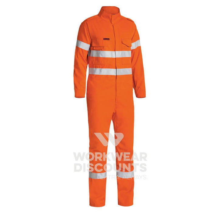 Bisley BC8185T TenCate Tecasafe Plus Hi-Vis Taped Lightweight Engineered Non-Vented FR Coverall Orange Front