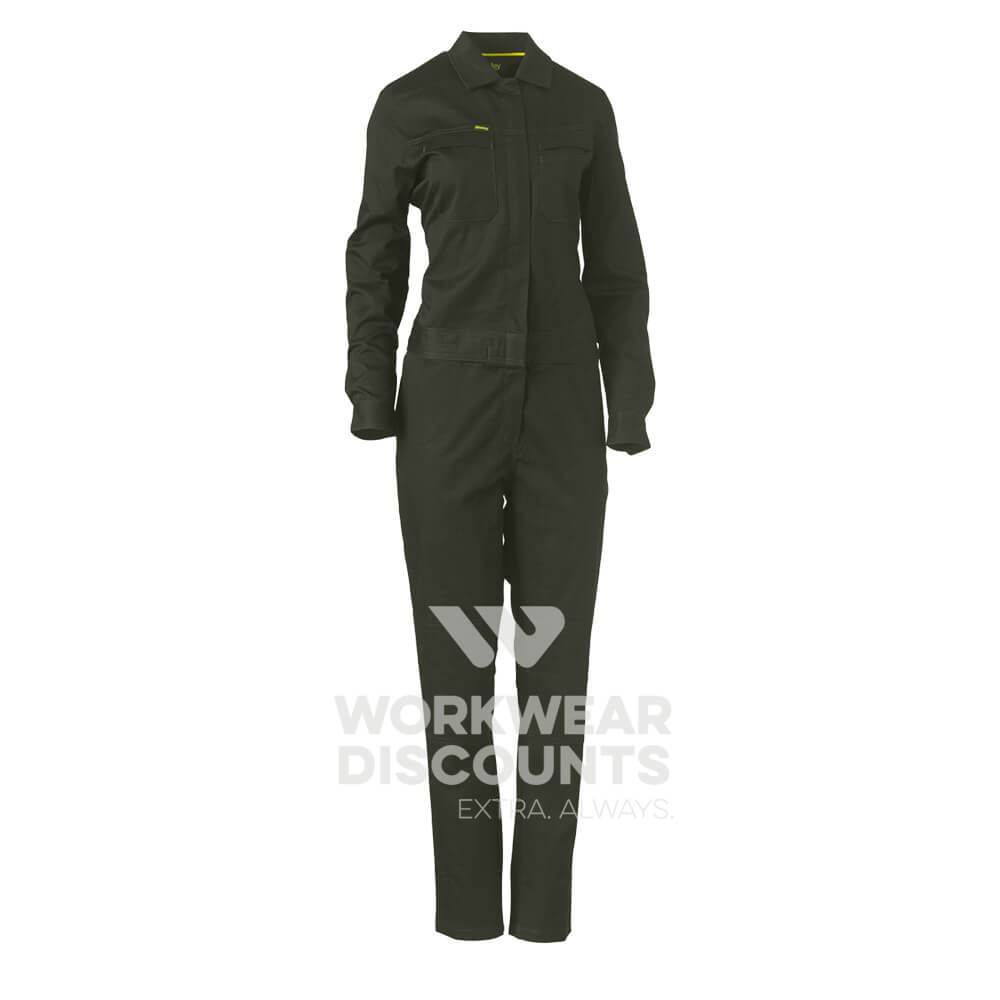 Bisley BCL6065 Womens Cotton Drill Coverall Olive Front