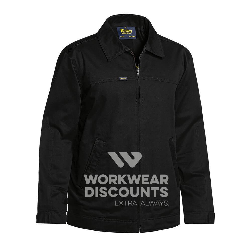 Bisley BJ6916 Cotton Drill Jacket with Liquid Repellent Finish Black Front