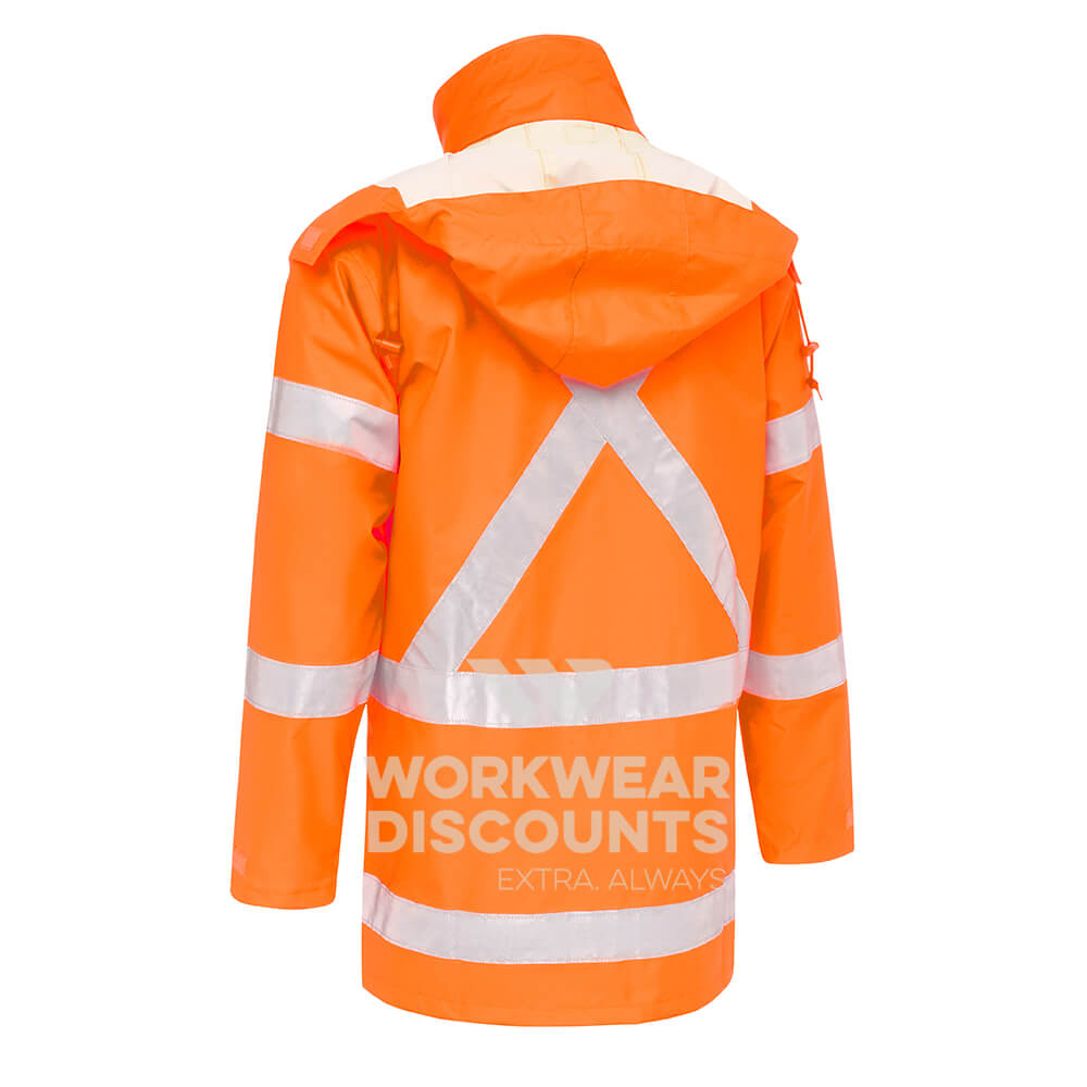 Bisley BJ6968XT Hi-Vis Taped Rain Shell Jacket Orange Back