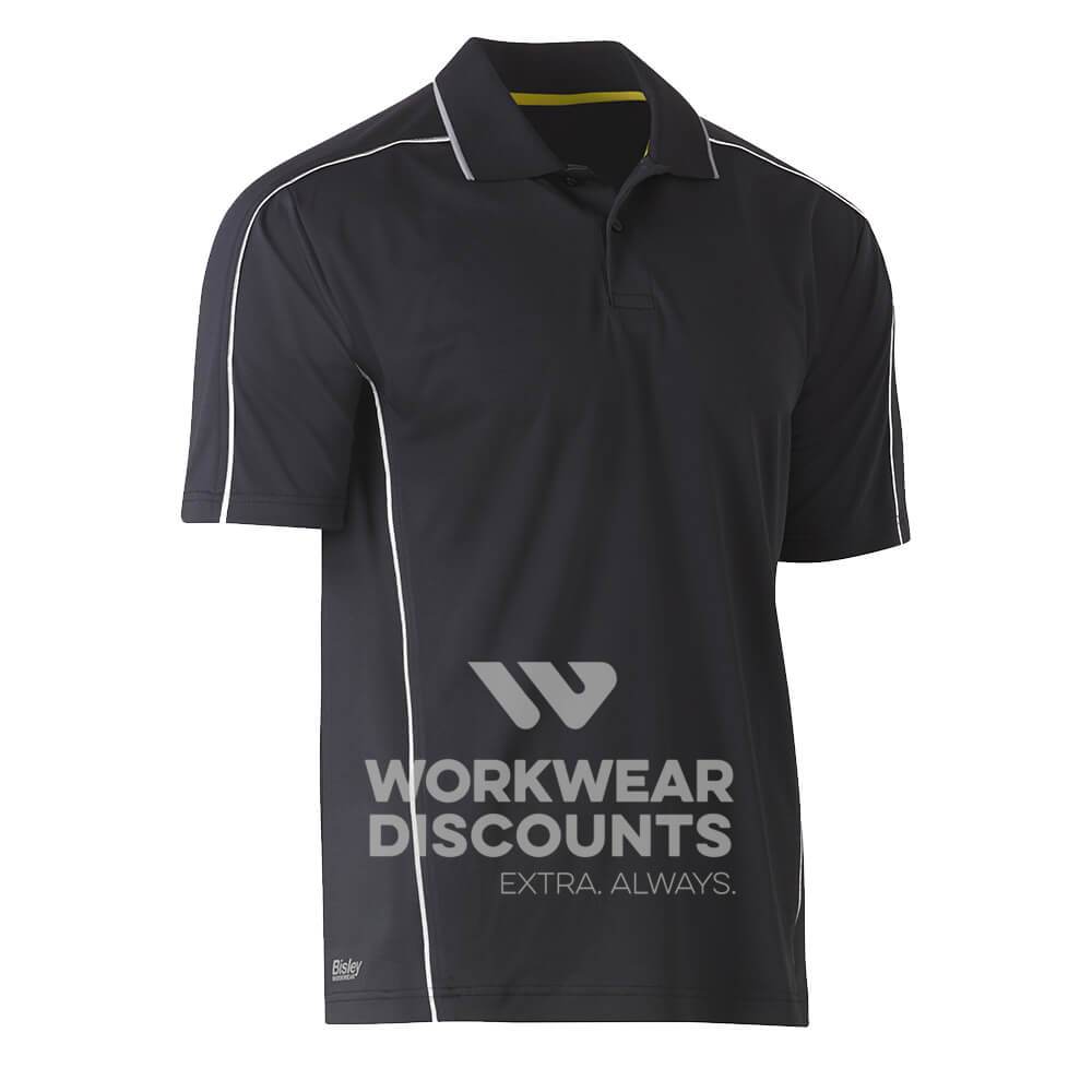 Bisley BK1425 Cool Mesh Polo Shirt with Reflective Piping Short Sleeve Charcoal Front