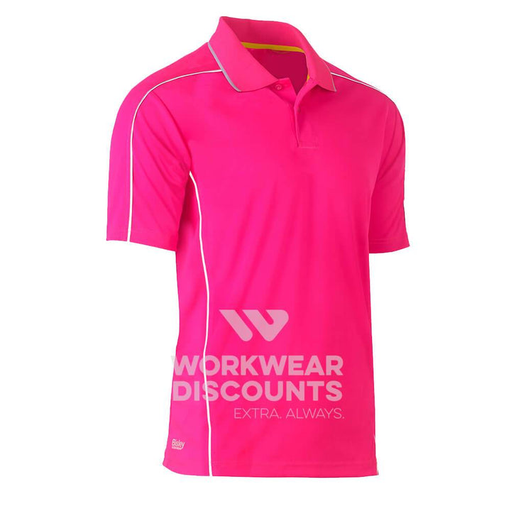 Bisley BK1425 Cool Mesh Polo Shirt with Reflective Piping Short Sleeve Pink Front