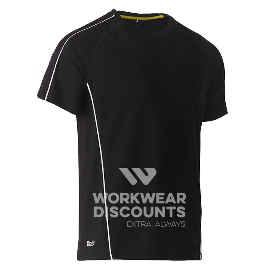 Bisley BK1426 Cool Mesh Tee Shirt with Reflective Piping Short Sleeve Black Front