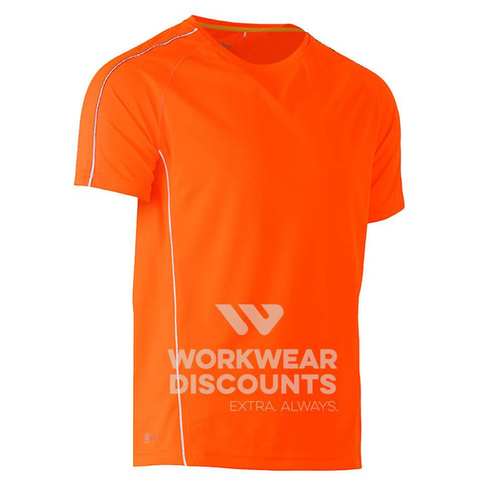 Bisley BK1426 Cool Mesh Tee Shirt with Reflective Piping Short Sleeve Orange Front