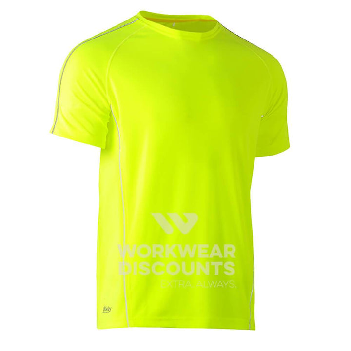 Bisley BK1426 Cool Mesh Tee Shirt with Reflective Piping Short Sleeve Yellow Front
