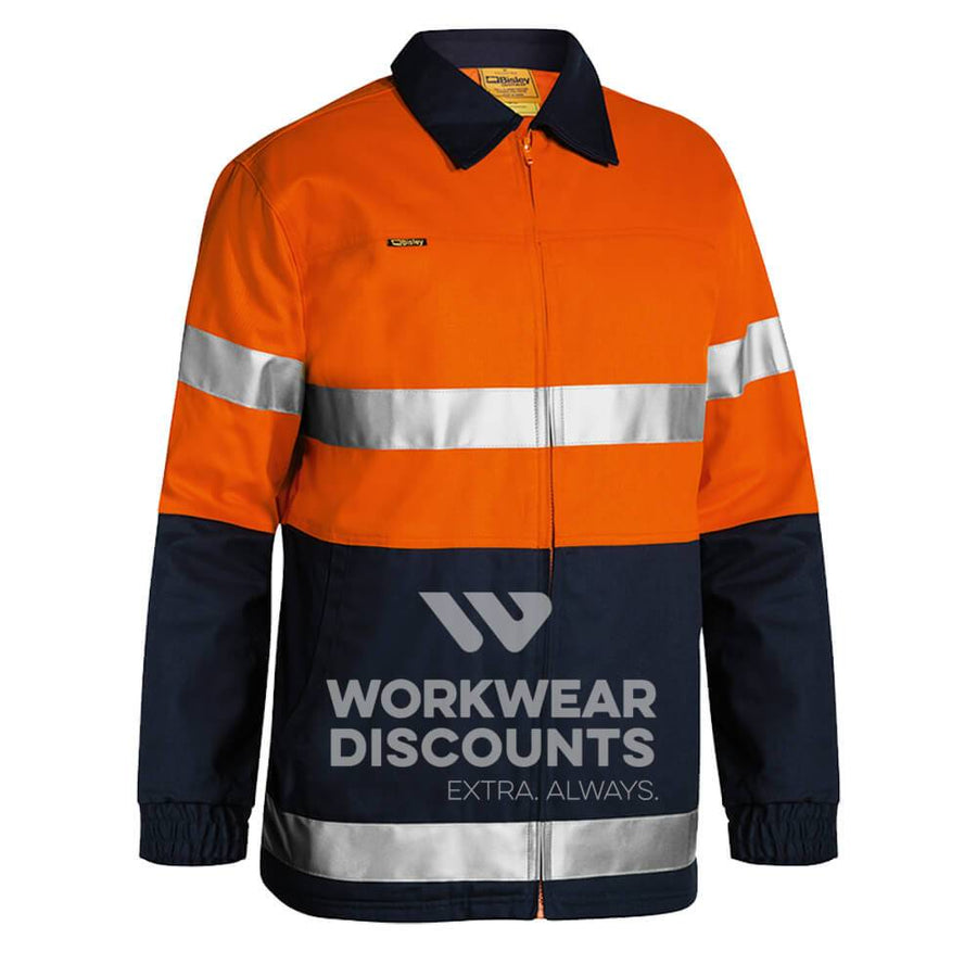 Bisley BK6710T Hi-Vis Taped Cotton Drill Jacket Orange Navy