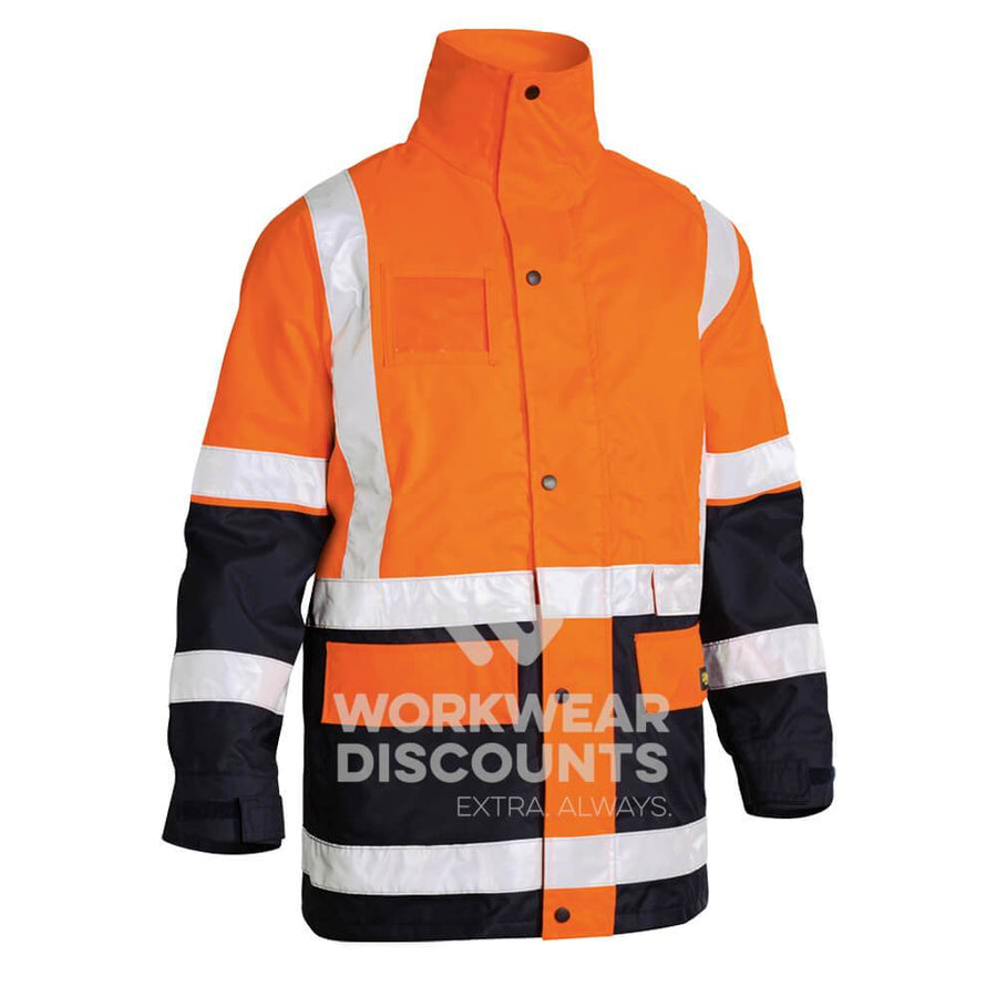 Bisley BK6975 Hi-Vis Five in One Jacket Orange Navy Front