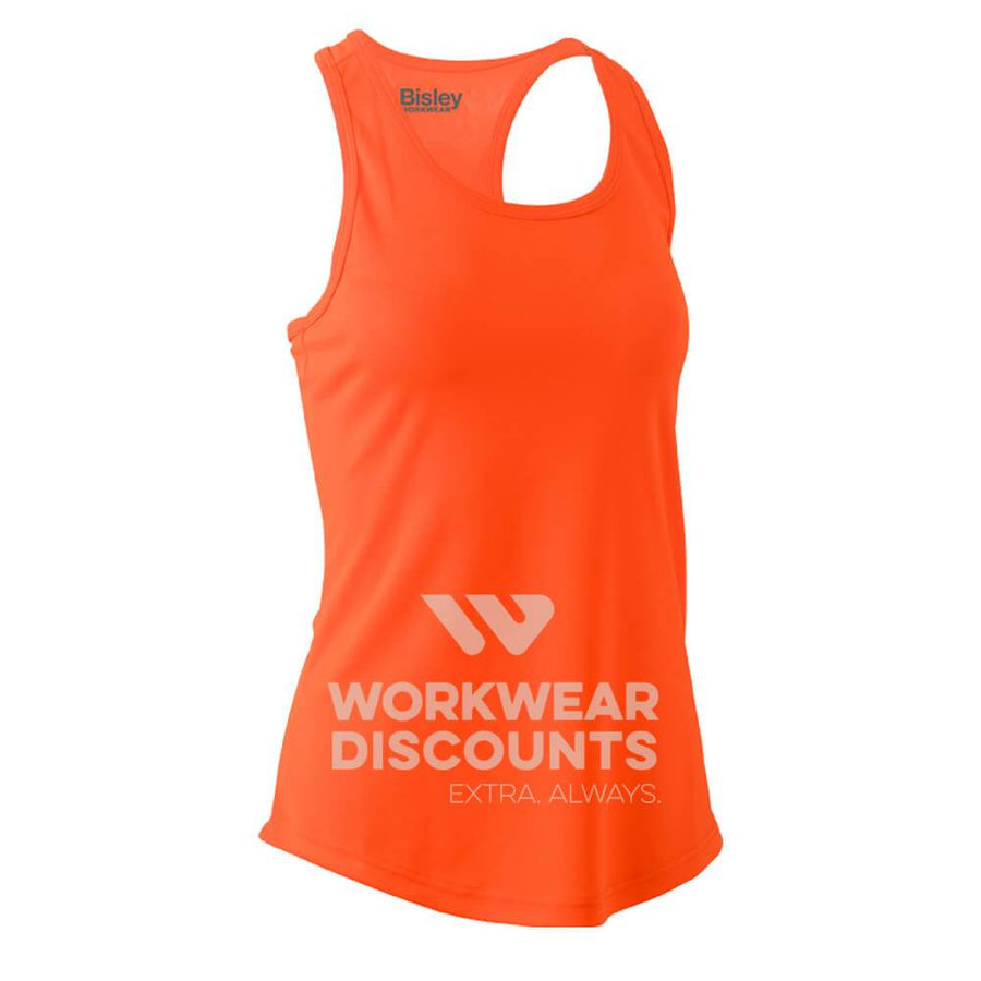 Bisley BKL0439 Womens Racer Back Singlet Orange Front