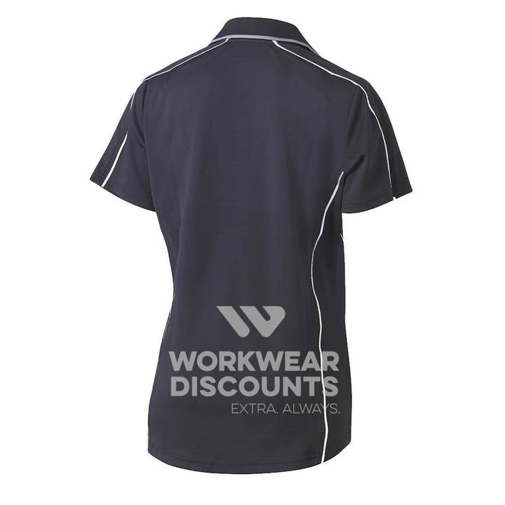 Bisley BKL1425 Ladies Cool Mesh Polo Shirt with Reflective Piping Short Sleeve Charcoal Back