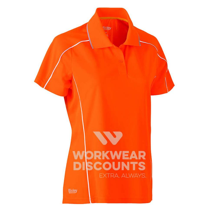 Bisley BKL1425 Ladies Cool Mesh Polo Shirt with Reflective Piping Short Sleeve Orange Front