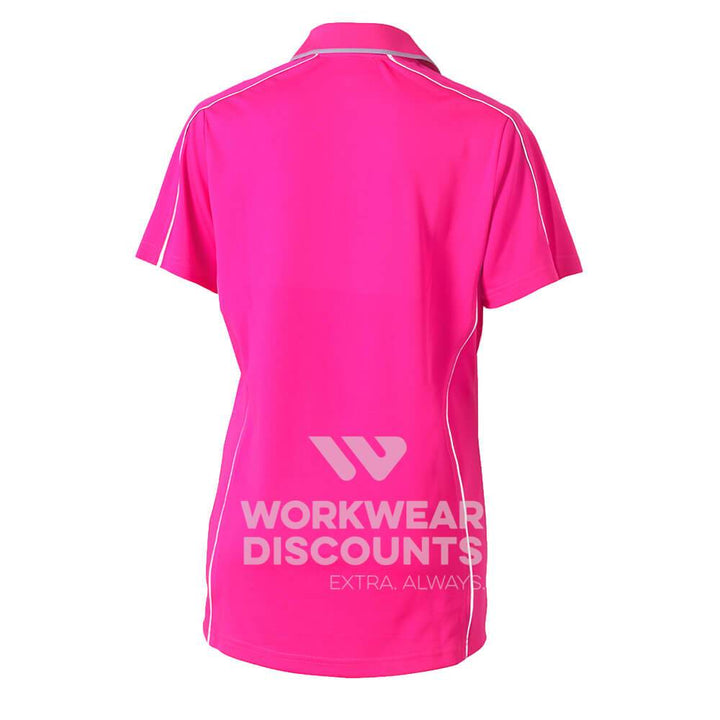 Bisley BKL1425 Ladies Cool Mesh Polo Shirt with Reflective Piping Short Sleeve Pink Back