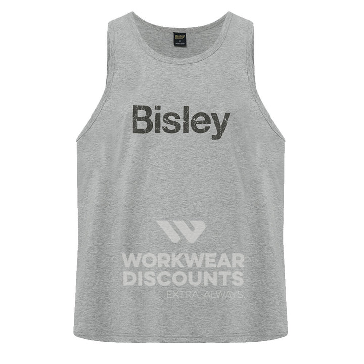 Bisley BKS063 Mens Cotton Logo Singlet Grey Front