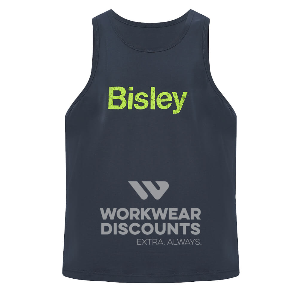 Bisley BKS063 Mens Cotton Logo Singlet Navy Front
