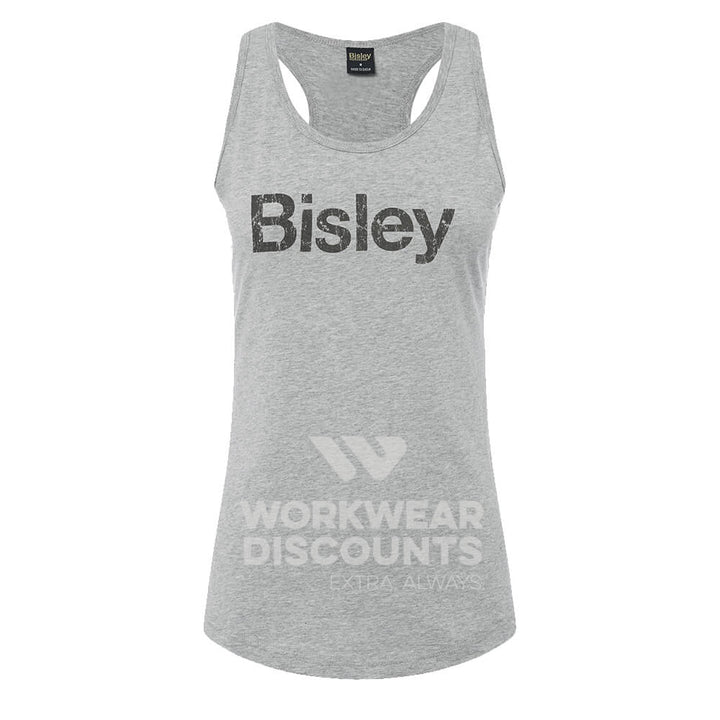 Bisley BKSL063 Women's Cotton Logo Singlet Grey Front