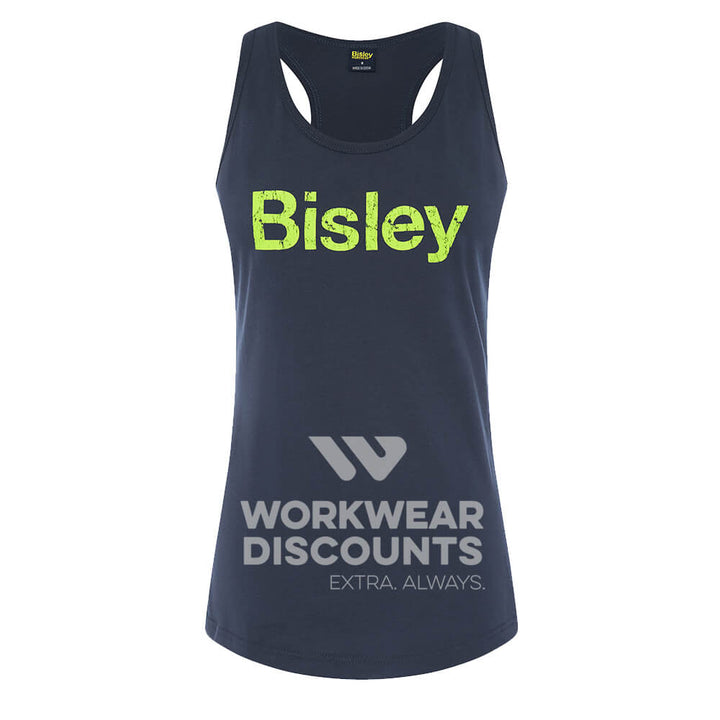 Bisley BKSL063 Women's Cotton Logo Singlet Navy Front