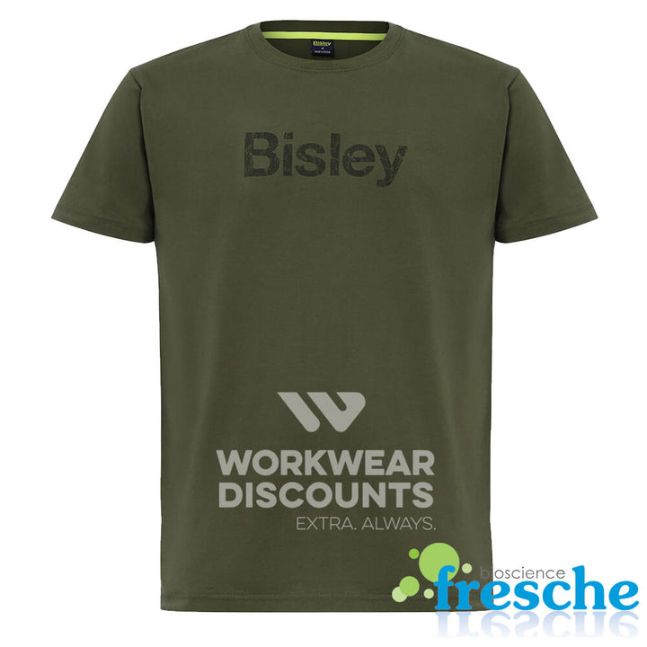 Bisley BKT064 Mens Cotton Logo Tee Short Sleeve Green Front
