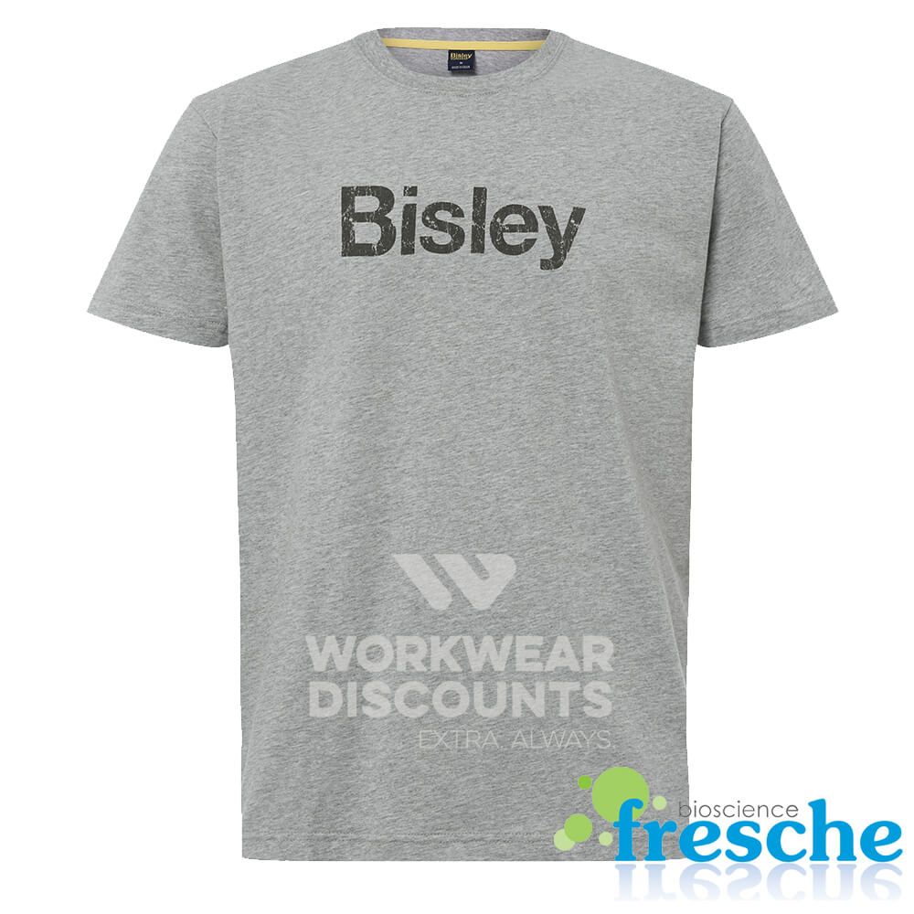 Bisley BKT064 Mens Cotton Logo Tee Short Sleeve Grey Front
