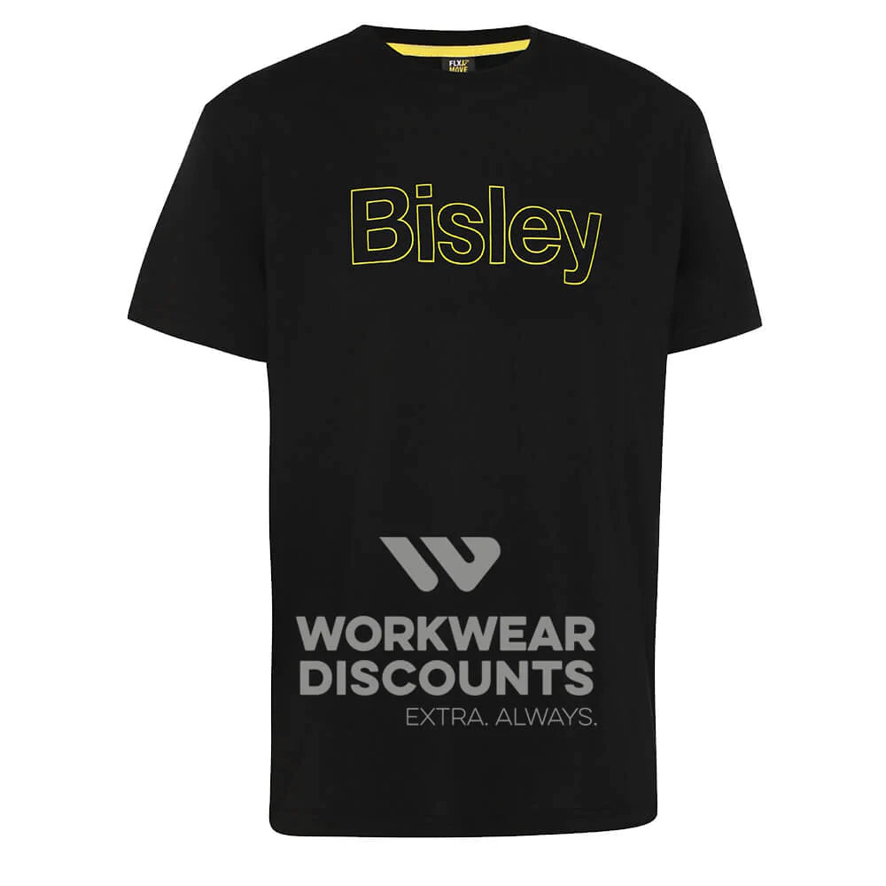 Bisley BKT084 Mens Cotton Outline Logo Tee Short Sleeve Yellow Black Front