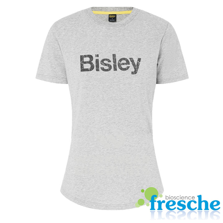 Bisley BKTL064 Ladies Cotton Logo Tee Short Sleeve Grey Front