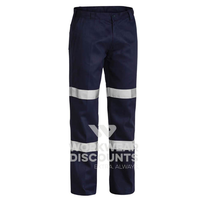 Bisley BP6003T Taped Cotton Drill Pants Single Pleat Front Double Hoop Navy