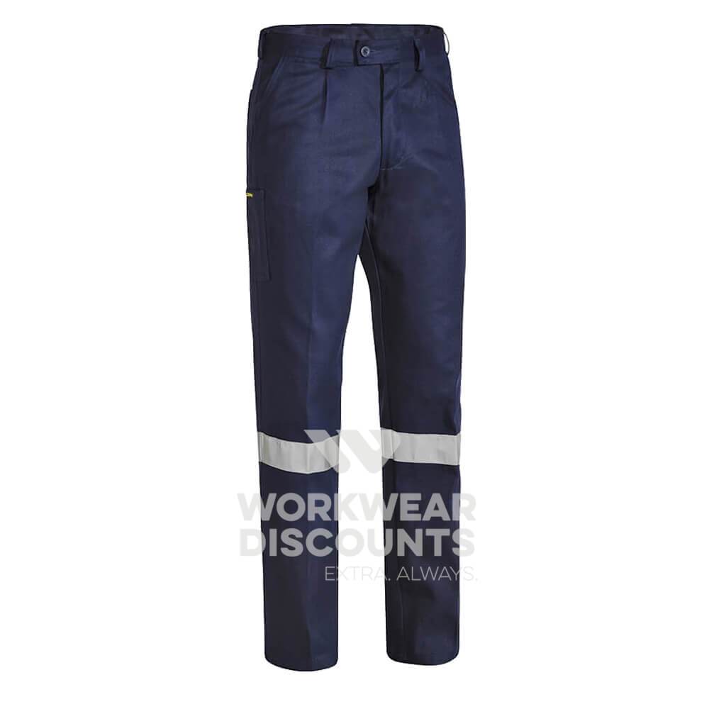 Bisley BP6007T Taped Cotton Drill Pants Navy Front
