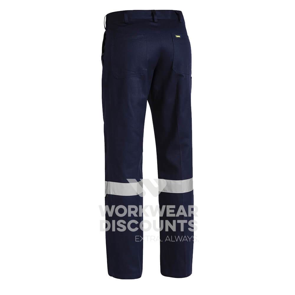 Bisley BP6007T Taped Cotton Drill Pants Navy Back