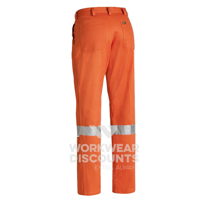 Bisley BP6007T Taped Cotton Drill Pants Orange Back