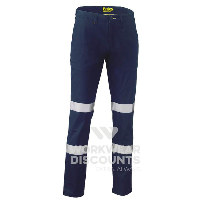 Bisley BP6008T Taped Biomotion Stretch Cotton Drill Work Pants Navy Front