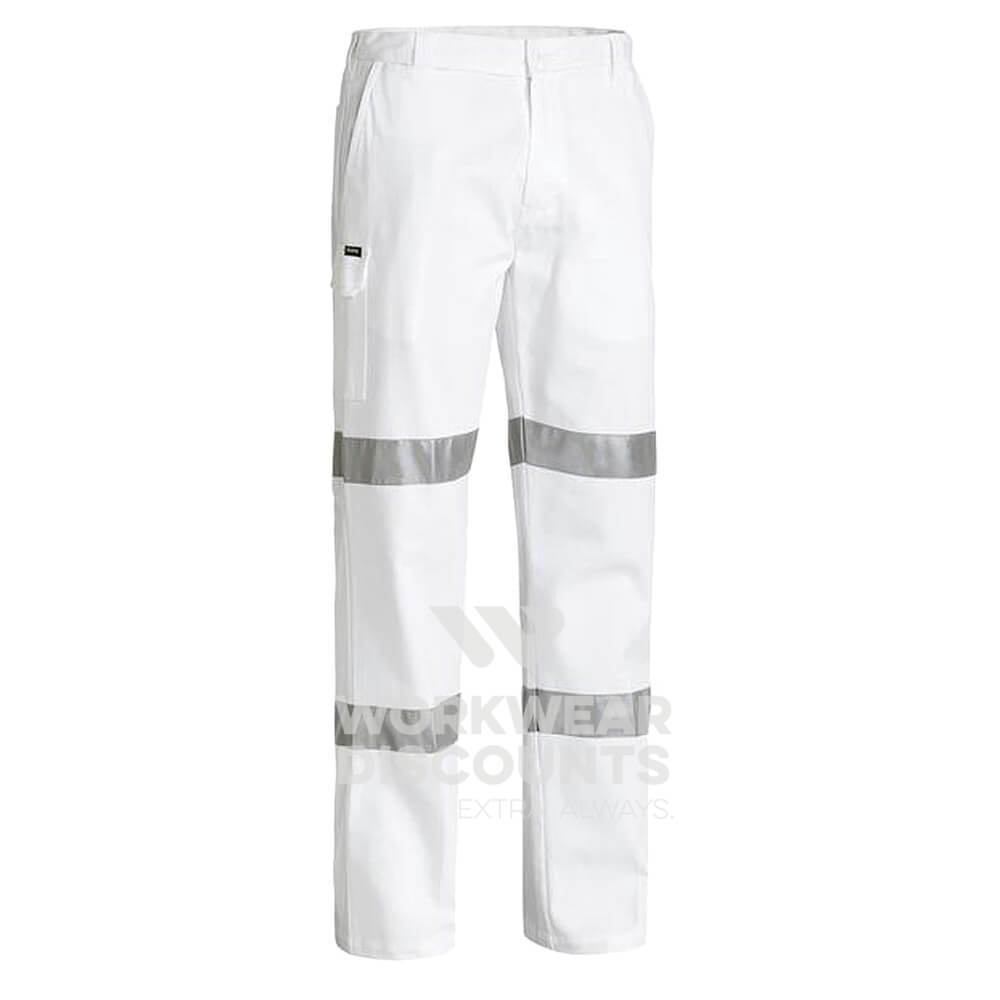 Bisley BP6808T Double Taped Night Work Cotton Drill Pants White Front