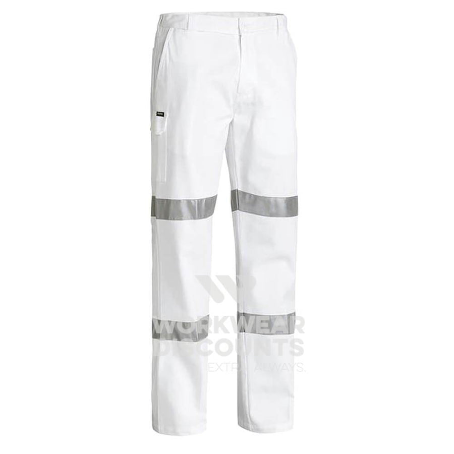 Bisley BP6808T Double Taped Night Work Cotton Drill Pants White Front