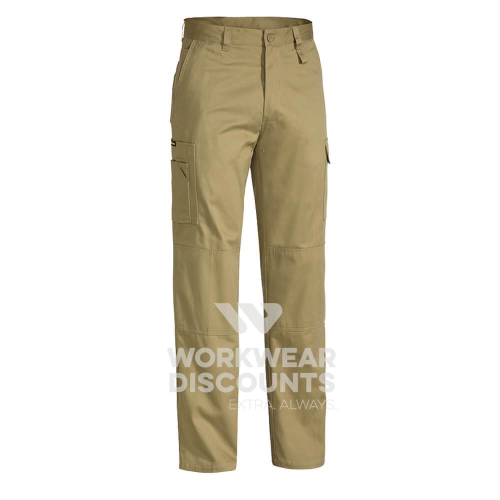Bisley BP6999 Cool Middleweight Cotton Drill Utility Pants Khaki Front