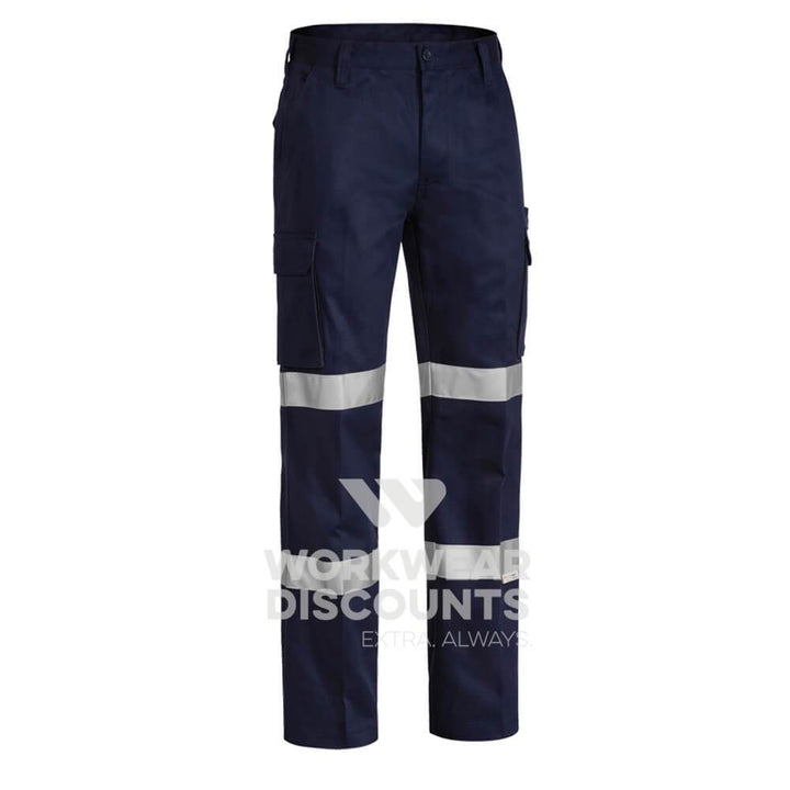 Bisley BPC6003T Taped Cotton Drill Cargo Pants Double Hoop Navy Front