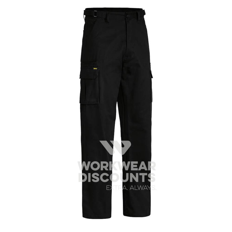 Bisley BPC6007 Cotton Drill Cargo Pants Black Front