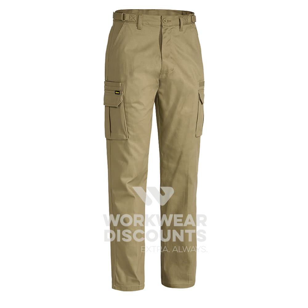 Bisley BPC6007 Cotton Drill Cargo Pants Khaki Front