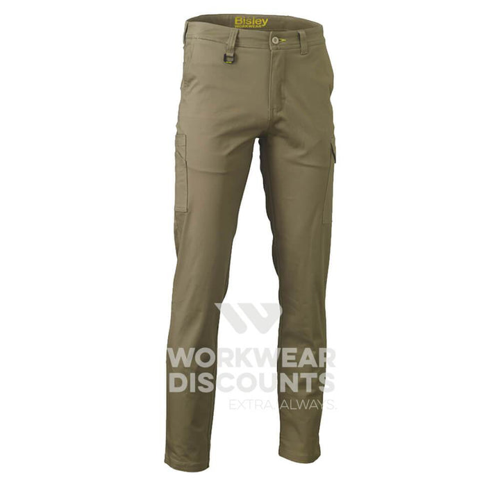 Bisley BPC6008 Stretch Cotton Drill Cargo Pants Khaki Front