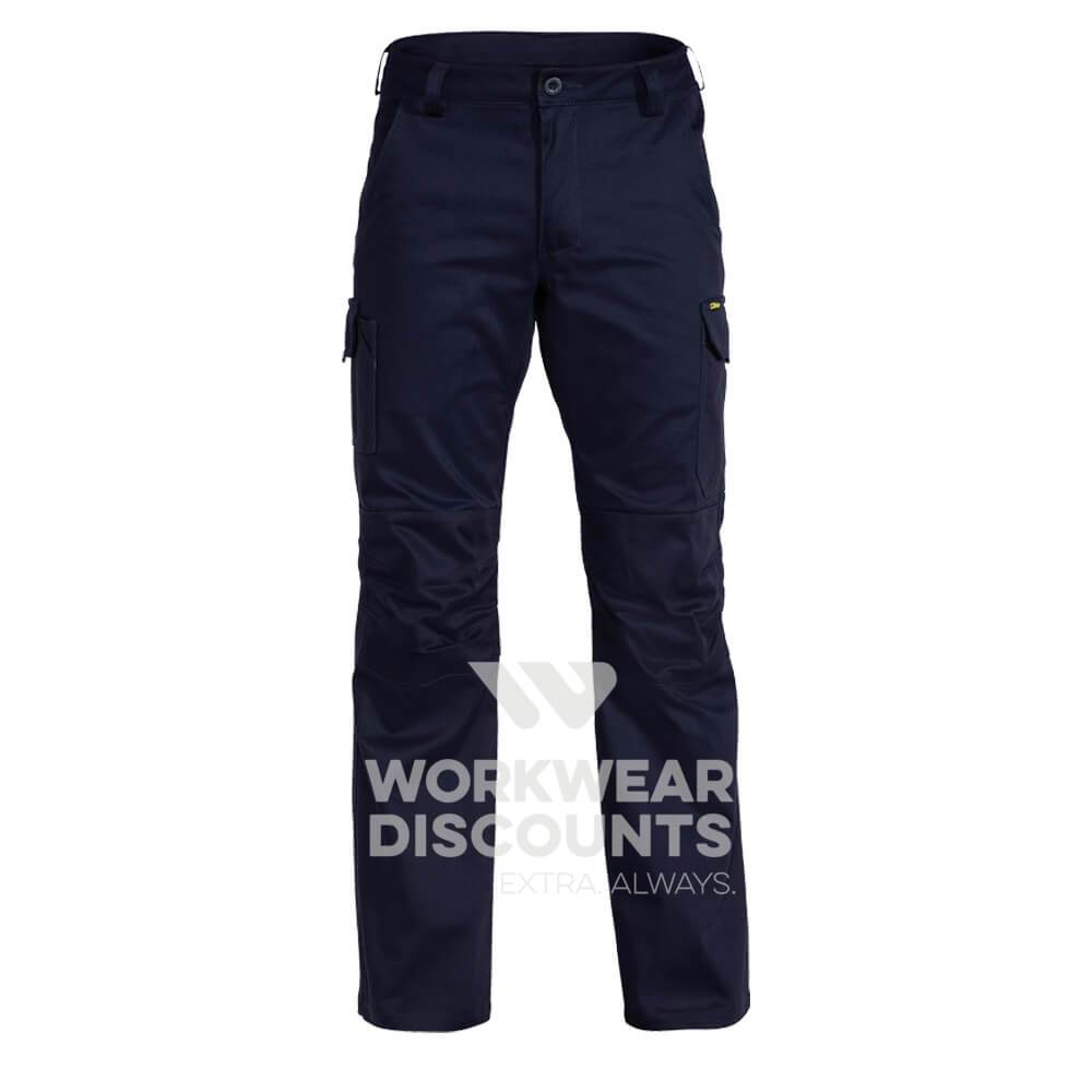 Bisley BPC6021 Cotton Drill Industrial Cargo Pants Navy Front