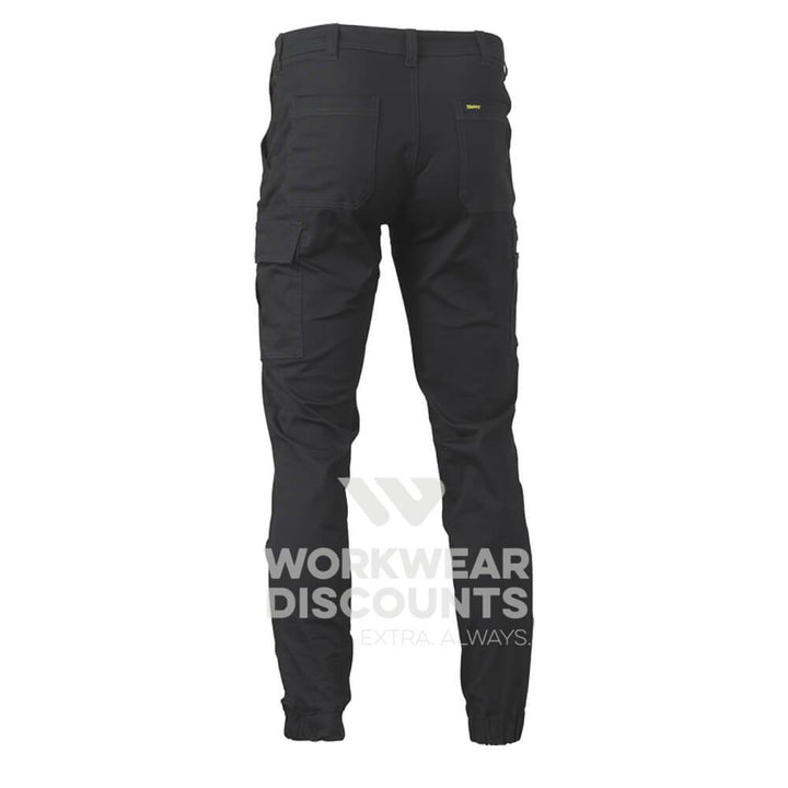 Bisley BPC6028 Stretch Cotton Drill Cargo Cuffed Pants Black Back