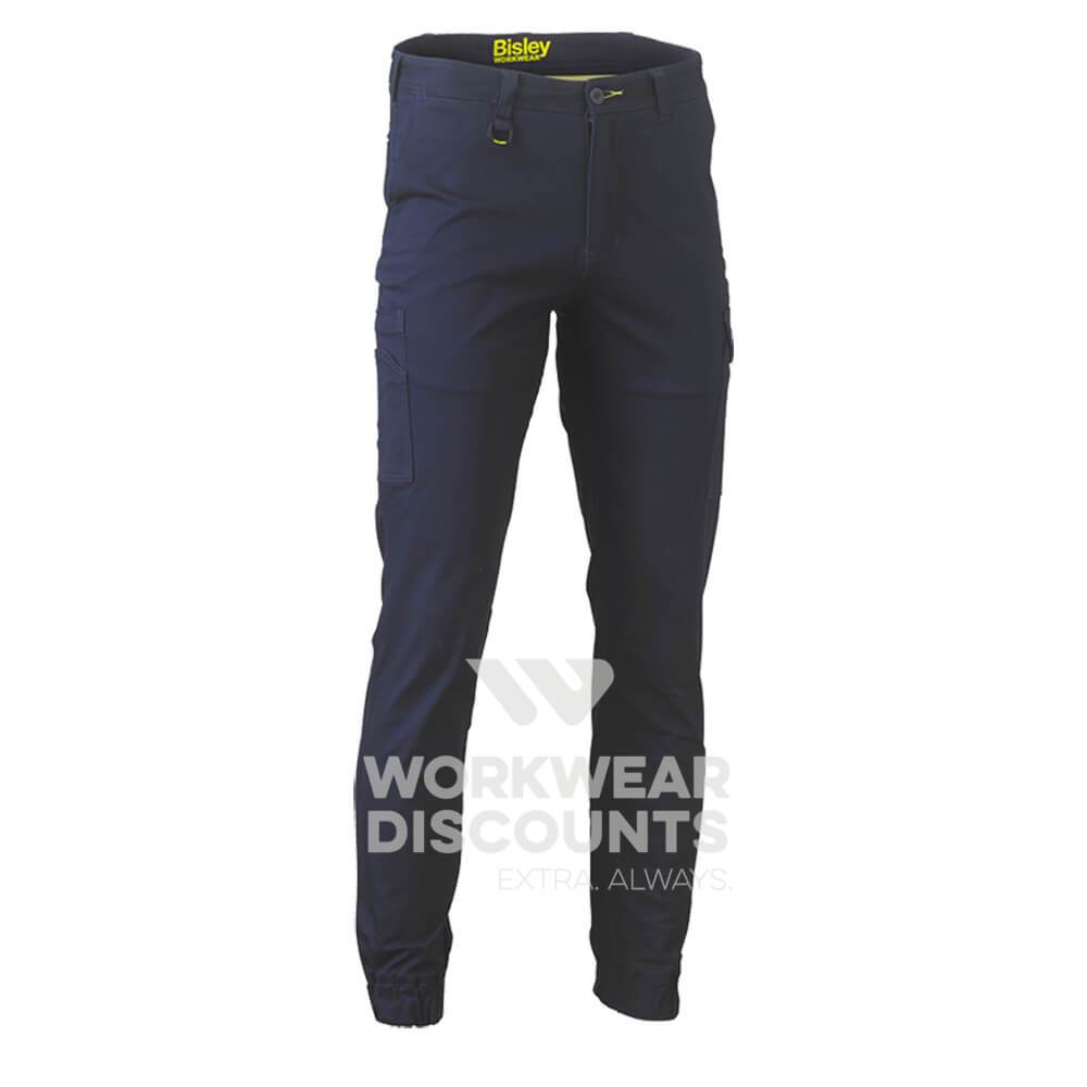 Bisley BPC6028 Stretch Cotton Drill Cargo Cuffed Pants Navy Front