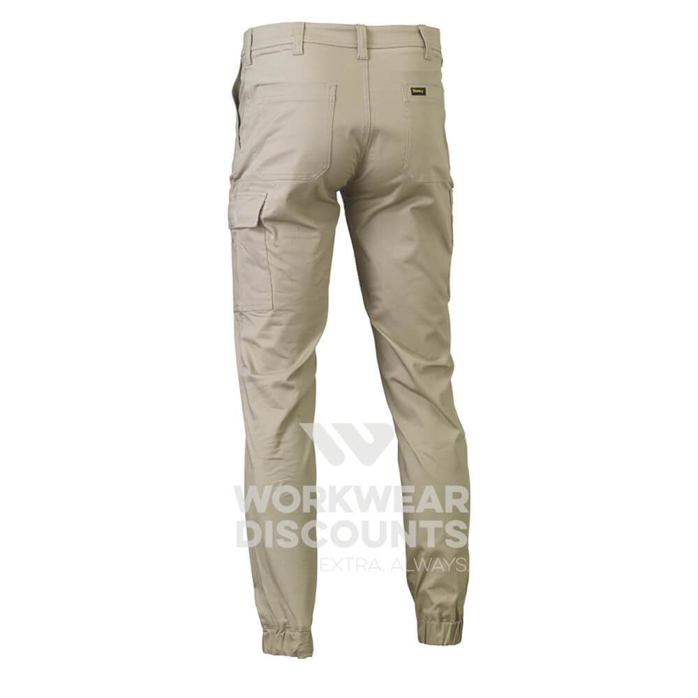 Bisley BPC6028 Stretch Cotton Drill Cargo Cuffed Pants Stone Back